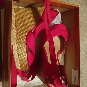 COPY - Red ankle tie wedges